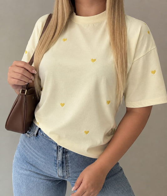 CAMISETA OVERSIZED LOVER MANTEQUILLA